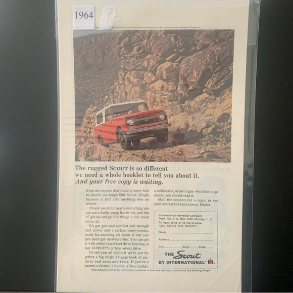 Vintage 1964 Scout by International Rugged Scout is Different Ad Advertisement - Picture 2 of 2